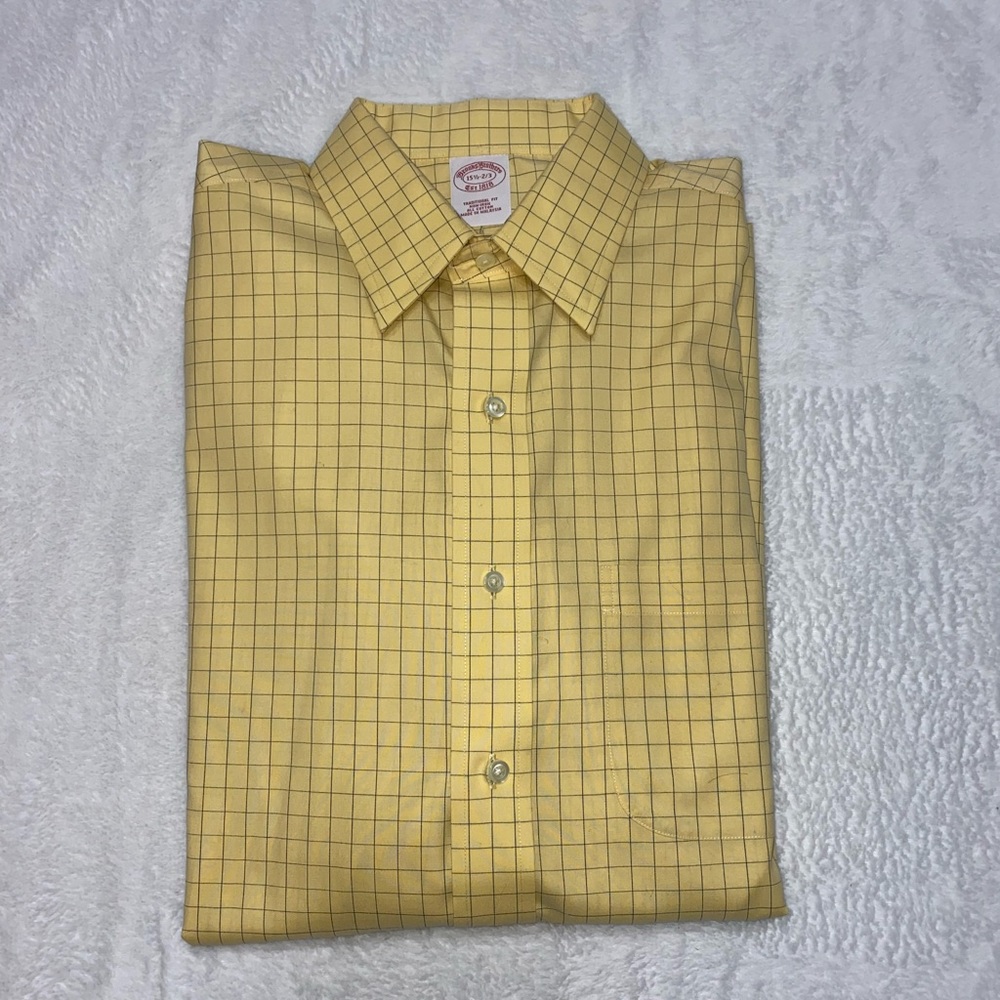 Brooks Brothers Yellow Button Down Shirt Traditional Fit Size 15 1/2-2/3